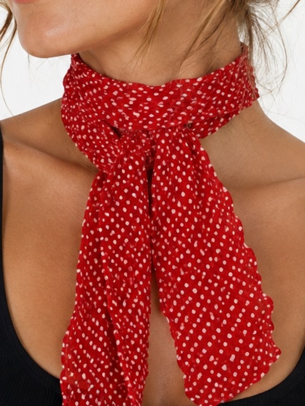 Vintage GAP Red White Polka Dot Sheer Rayon Scarf Made in Italy